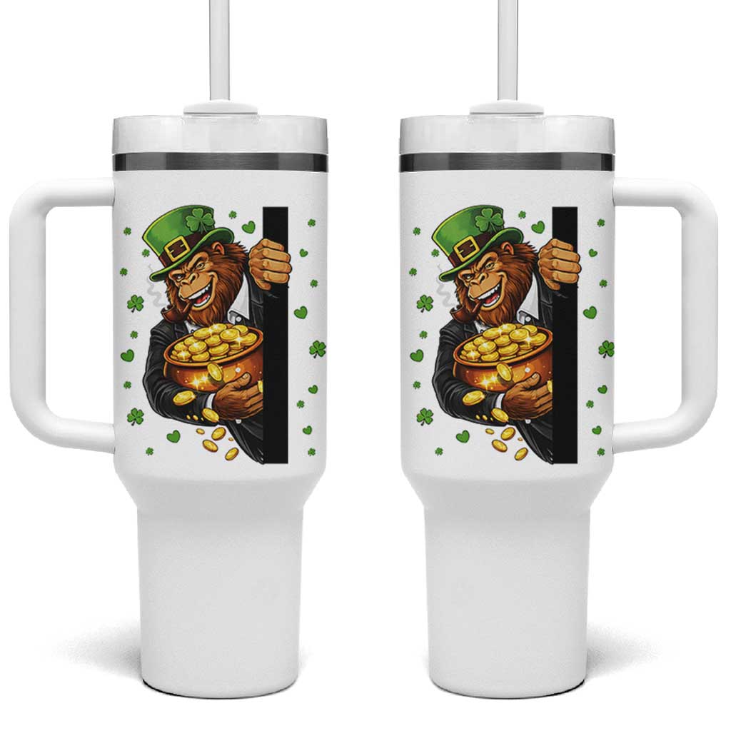 Funny St Patricks Day Bigfoot Tumbler With Handle Irish Revelry Gift