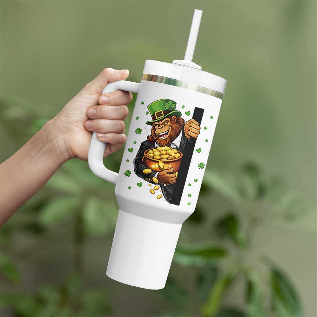 Funny St Patricks Day Bigfoot Tumbler With Handle Irish Revelry Gift