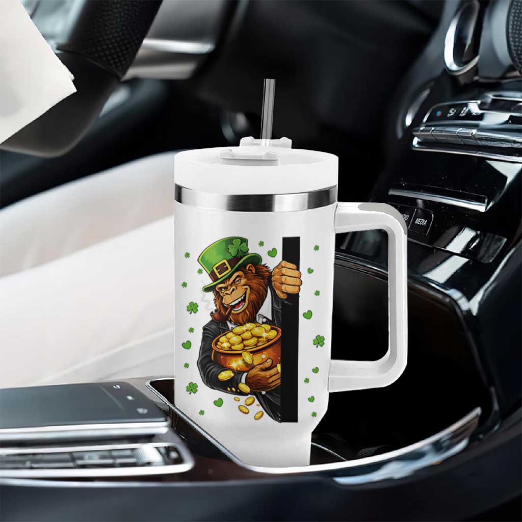 Funny St Patricks Day Bigfoot Tumbler With Handle Irish Revelry Gift