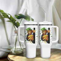 Funny St Patricks Day Bigfoot Tumbler With Handle Irish Revelry Gift
