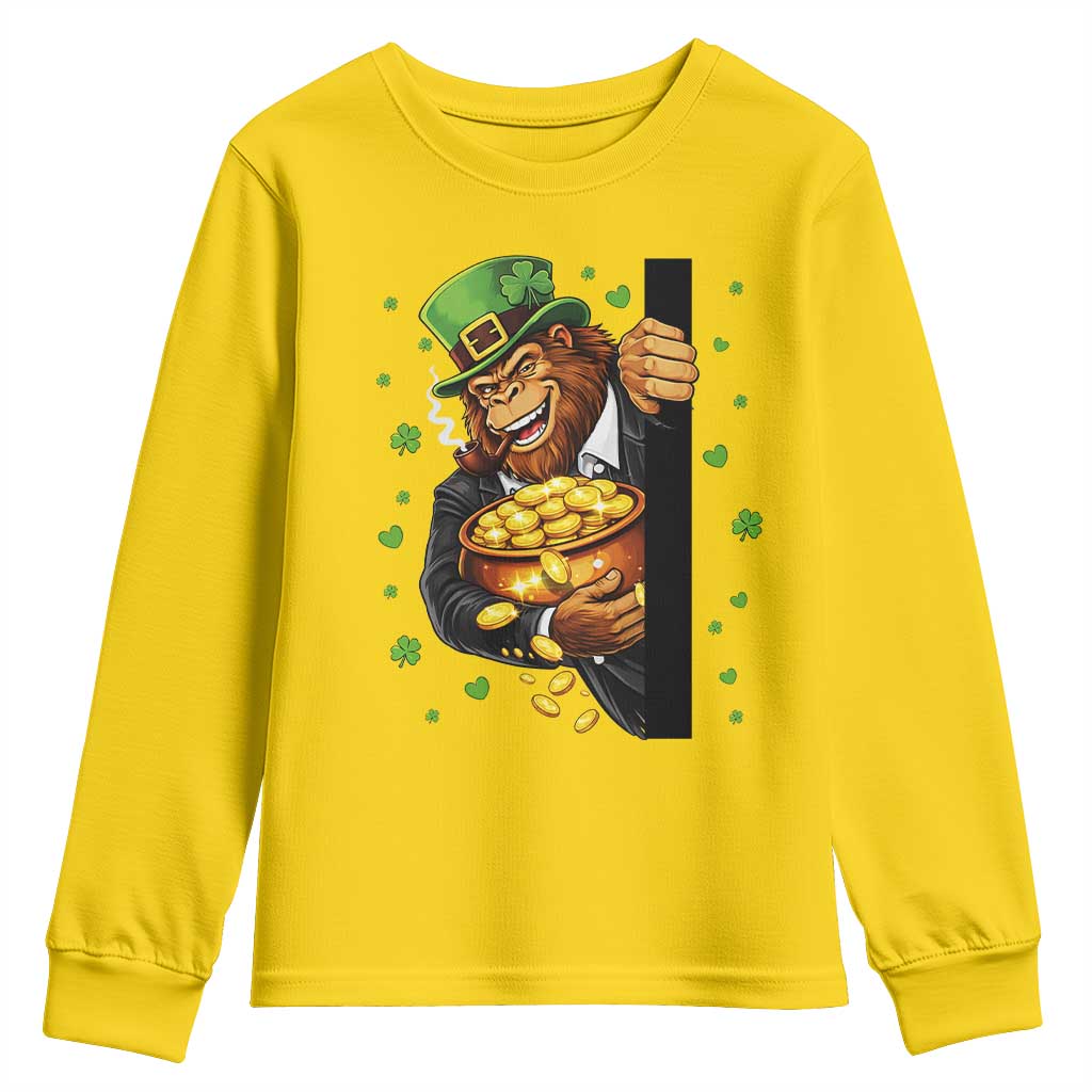 Funny St Patricks Day Bigfoot Youth Sweatshirt Irish Revelry Gift
