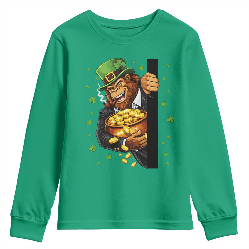 Funny St Patricks Day Bigfoot Youth Sweatshirt Irish Revelry Gift