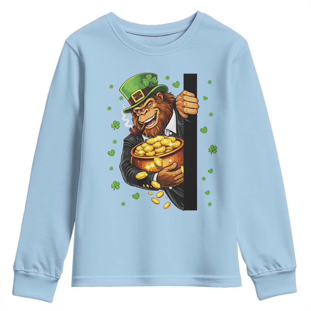 Funny St Patricks Day Bigfoot Youth Sweatshirt Irish Revelry Gift