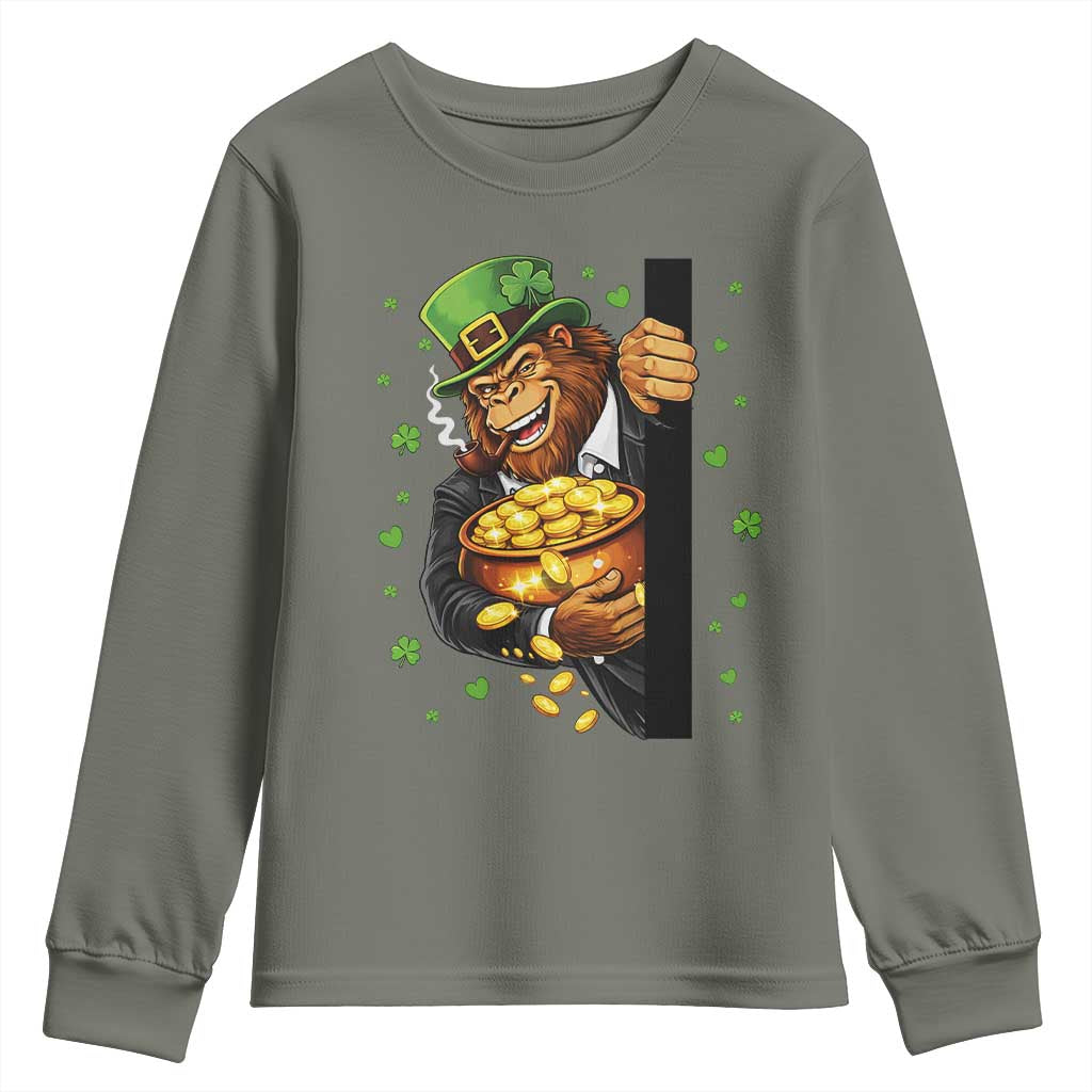 Funny St Patricks Day Bigfoot Youth Sweatshirt Irish Revelry Gift