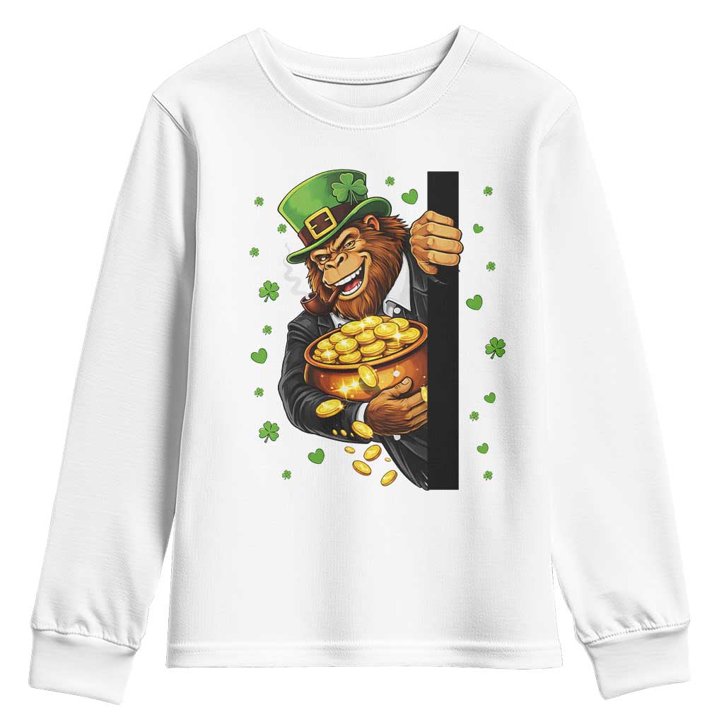 Funny St Patricks Day Bigfoot Youth Sweatshirt Irish Revelry Gift