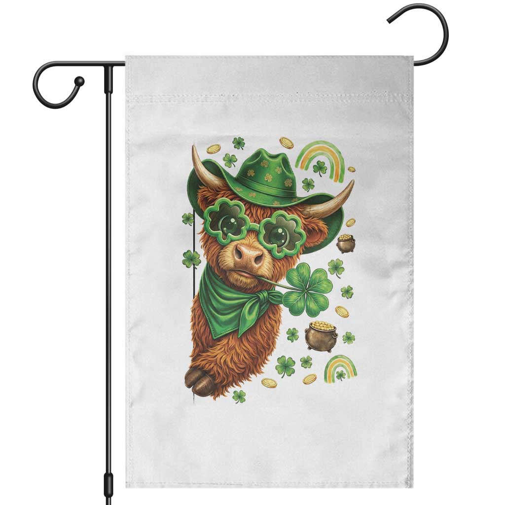 Funny Irish Highland Cow Garden Flag St Patricks Day Gift