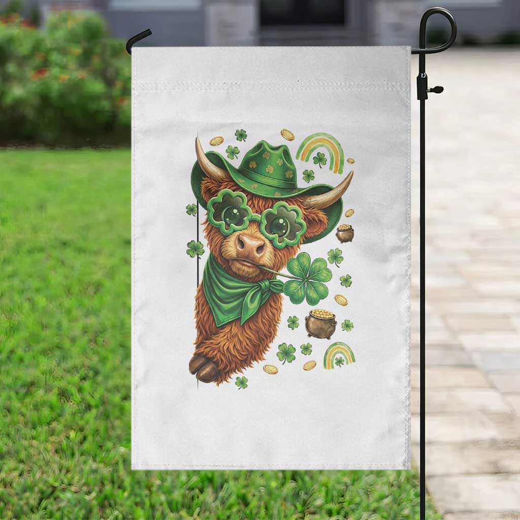 Funny Irish Highland Cow Garden Flag St Patricks Day Gift