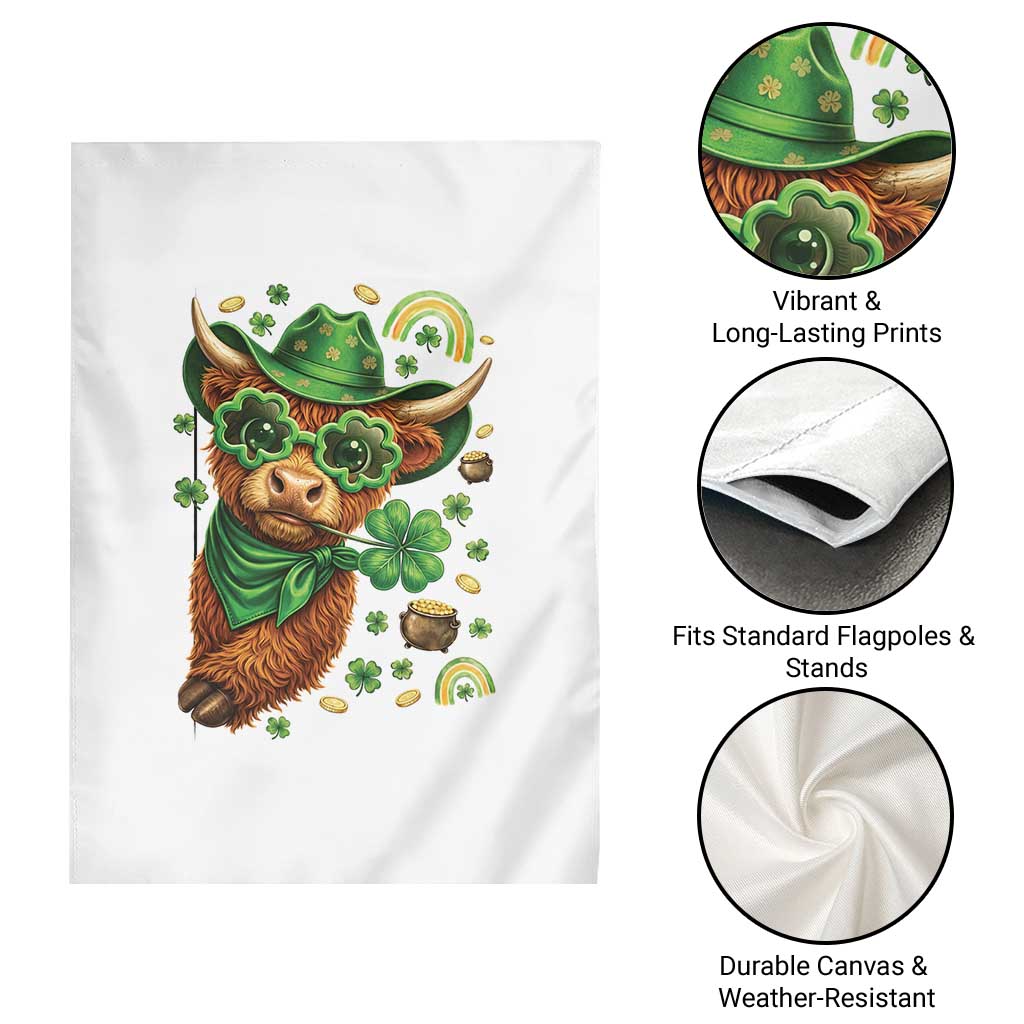 Funny Irish Highland Cow Garden Flag St Patricks Day Gift