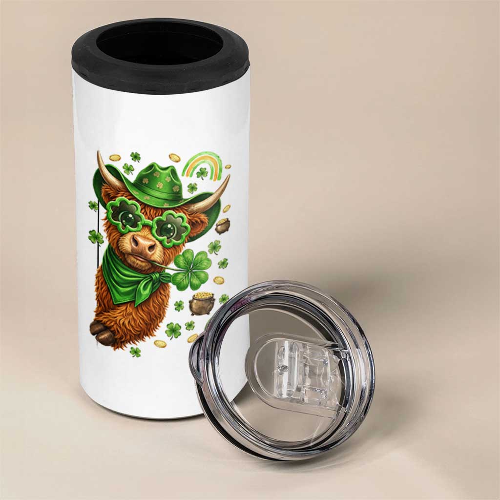 Funny Irish Highland Cow 4 in 1 Can Cooler Tumbler St Patricks Day Gift
