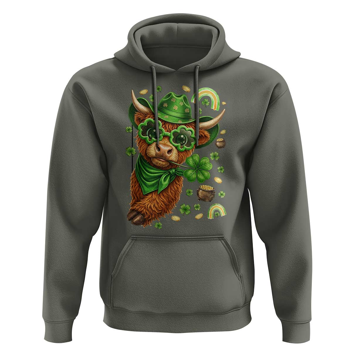 Funny Irish Highland Cow Hoodie St Patricks Day Gift