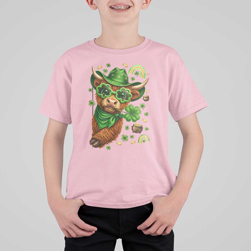 Funny Irish Highland Cow T Shirt For Kid St Patricks Day Gift