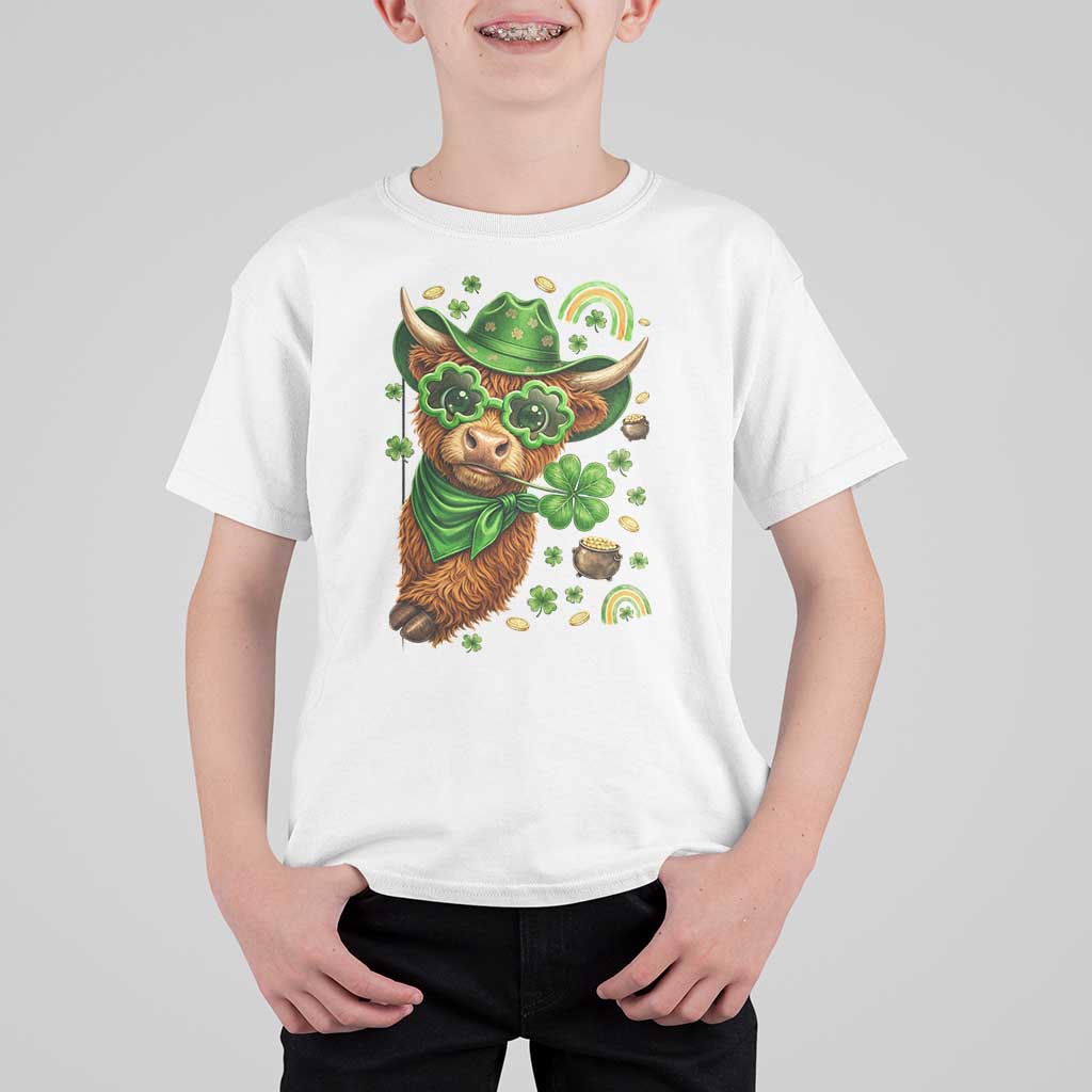 Funny Irish Highland Cow T Shirt For Kid St Patricks Day Gift