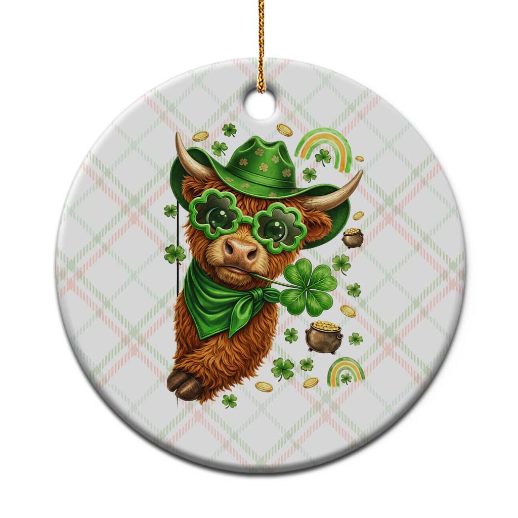 Funny Irish Highland Cow Ceramic Ornament St Patricks Day Gift