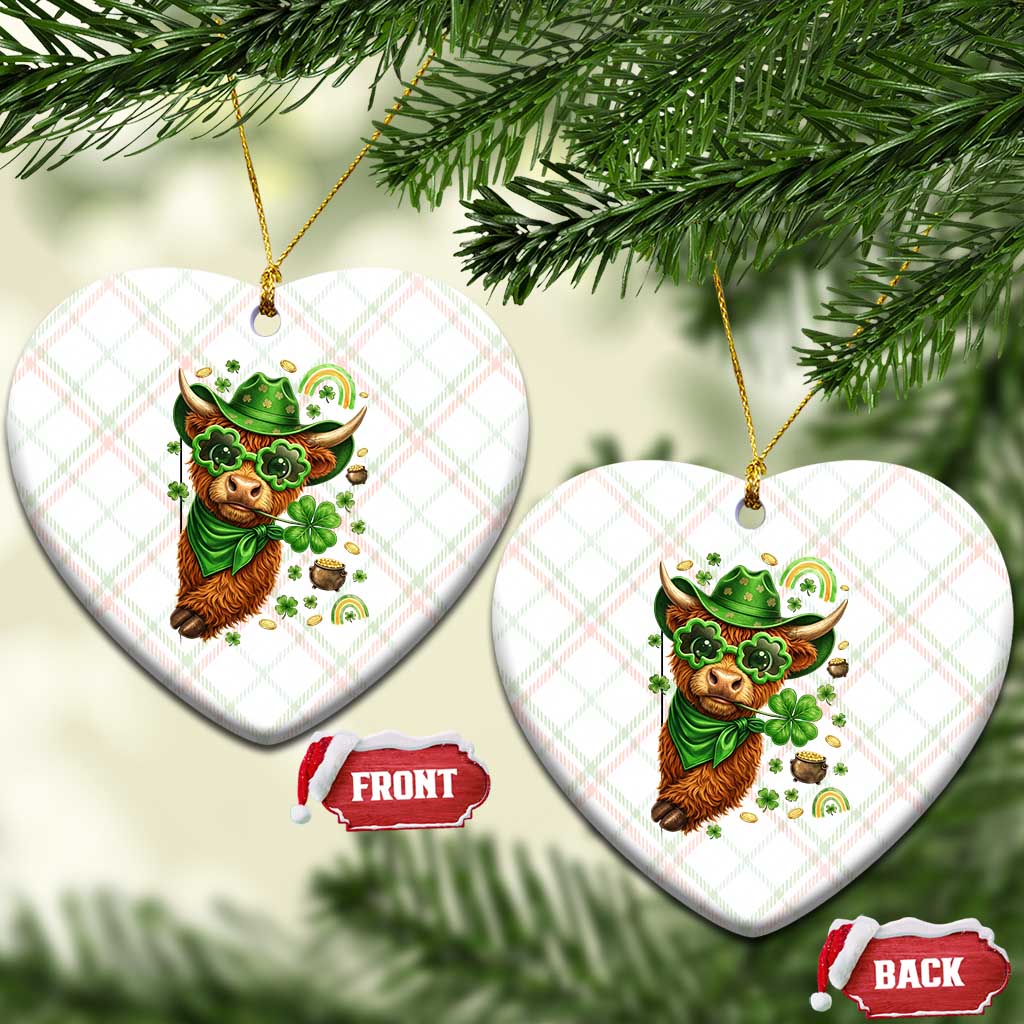 Funny Irish Highland Cow Ceramic Ornament St Patricks Day Gift