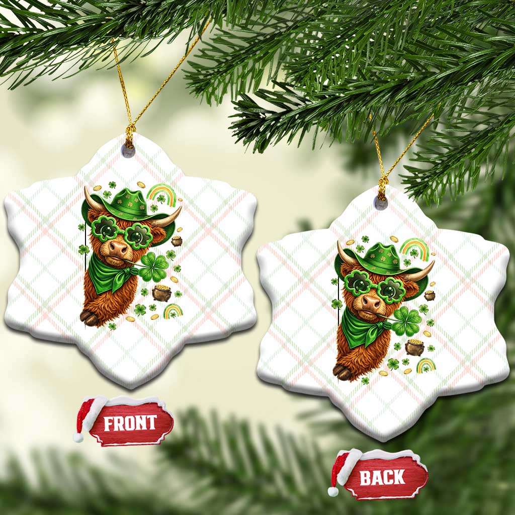 Funny Irish Highland Cow Ceramic Ornament St Patricks Day Gift