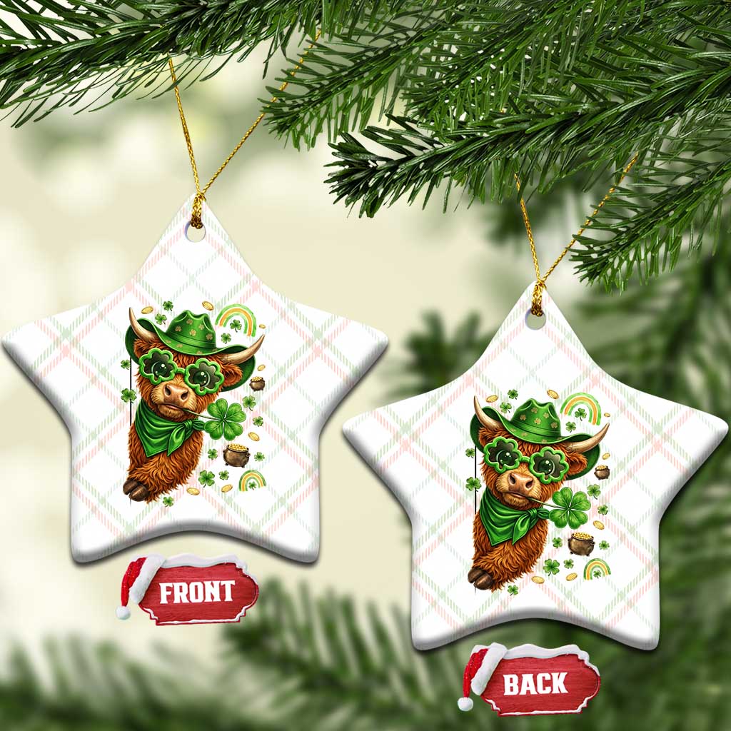 Funny Irish Highland Cow Ceramic Ornament St Patricks Day Gift