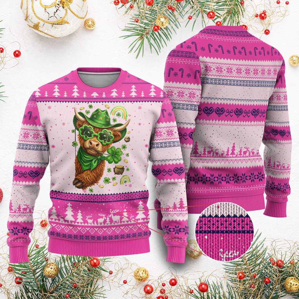 Funny Irish Highland Cow Ugly Christmas Sweater St Patricks Day Gift