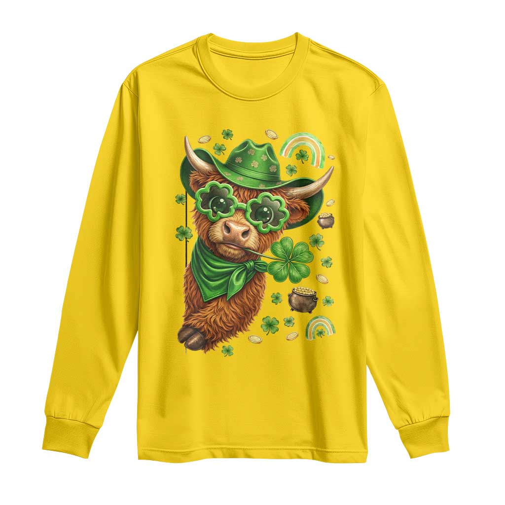 Funny Irish Highland Cow Long Sleeve Shirt St Patricks Day Gift