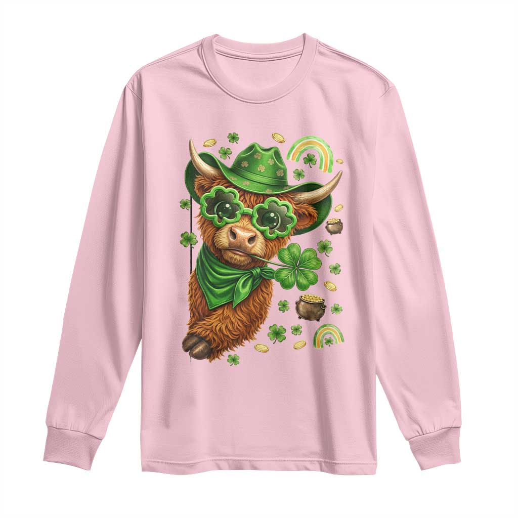 Funny Irish Highland Cow Long Sleeve Shirt St Patricks Day Gift