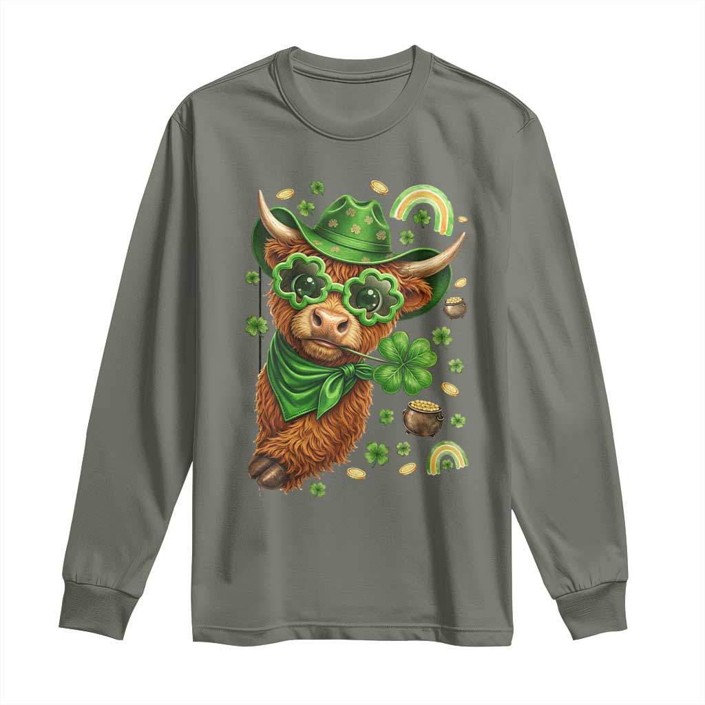 Funny Irish Highland Cow Long Sleeve Shirt St Patricks Day Gift