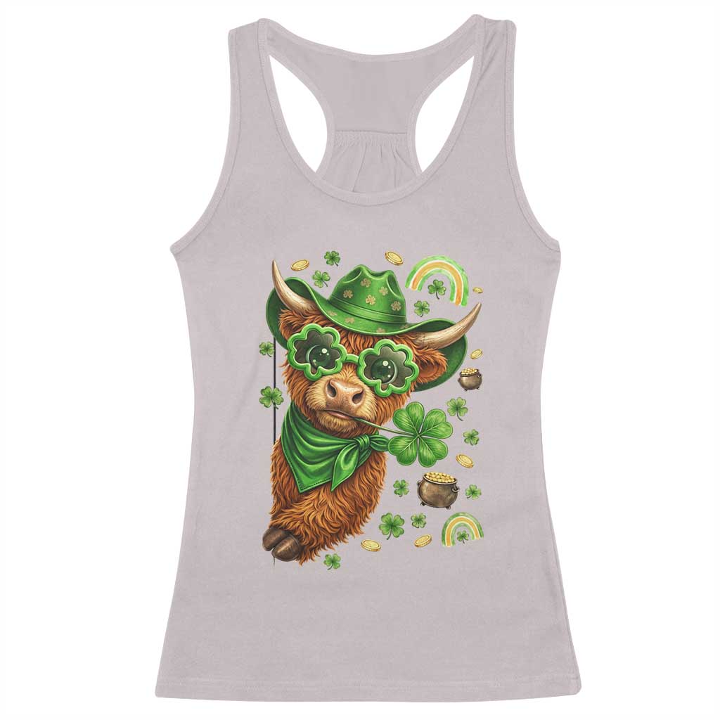 Funny Irish Highland Cow Racerback Tank Top St Patricks Day Gift