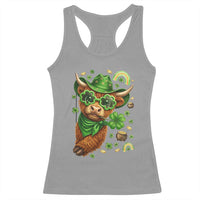 Funny Irish Highland Cow Racerback Tank Top St Patricks Day Gift