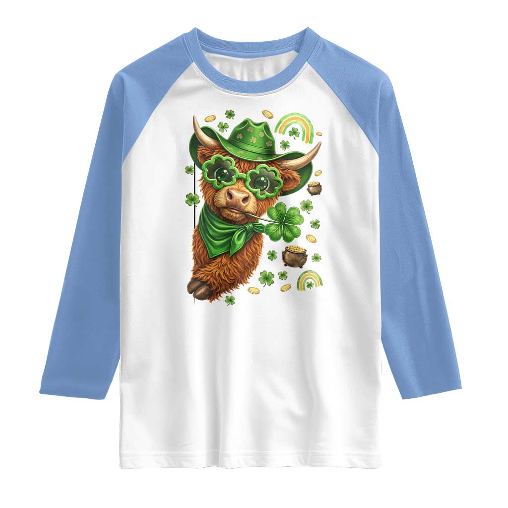 Funny Irish Highland Cow Raglan Shirt St Patricks Day Gift