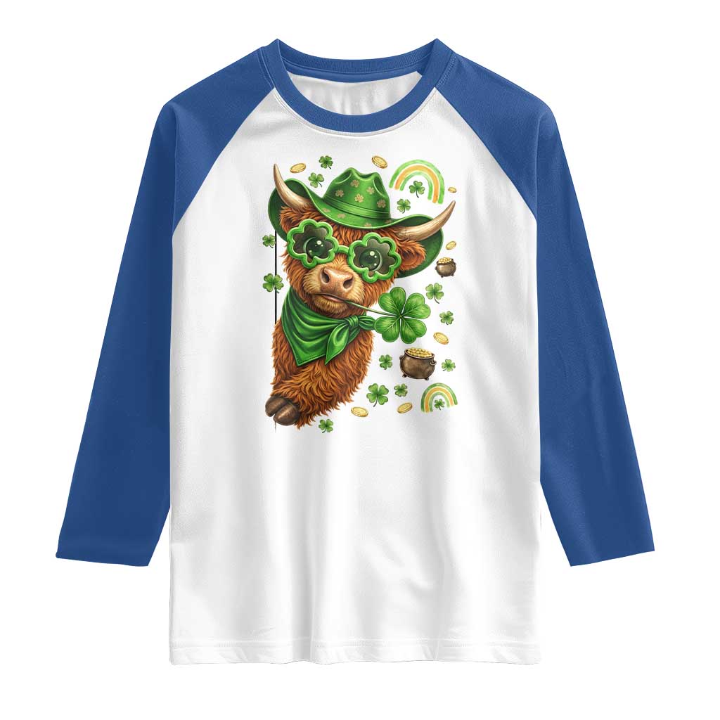 Funny Irish Highland Cow Raglan Shirt St Patricks Day Gift