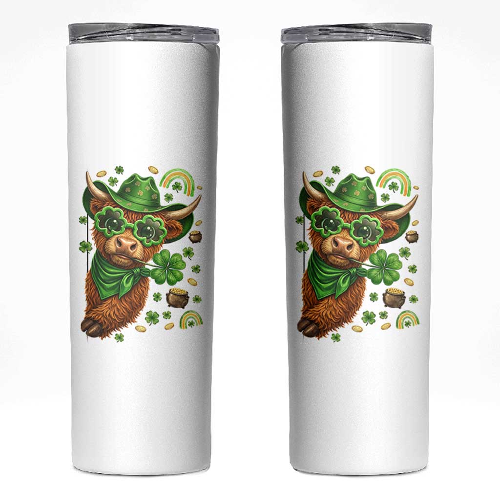 Funny Irish Highland Cow Skinny Tumbler St Patricks Day Gift