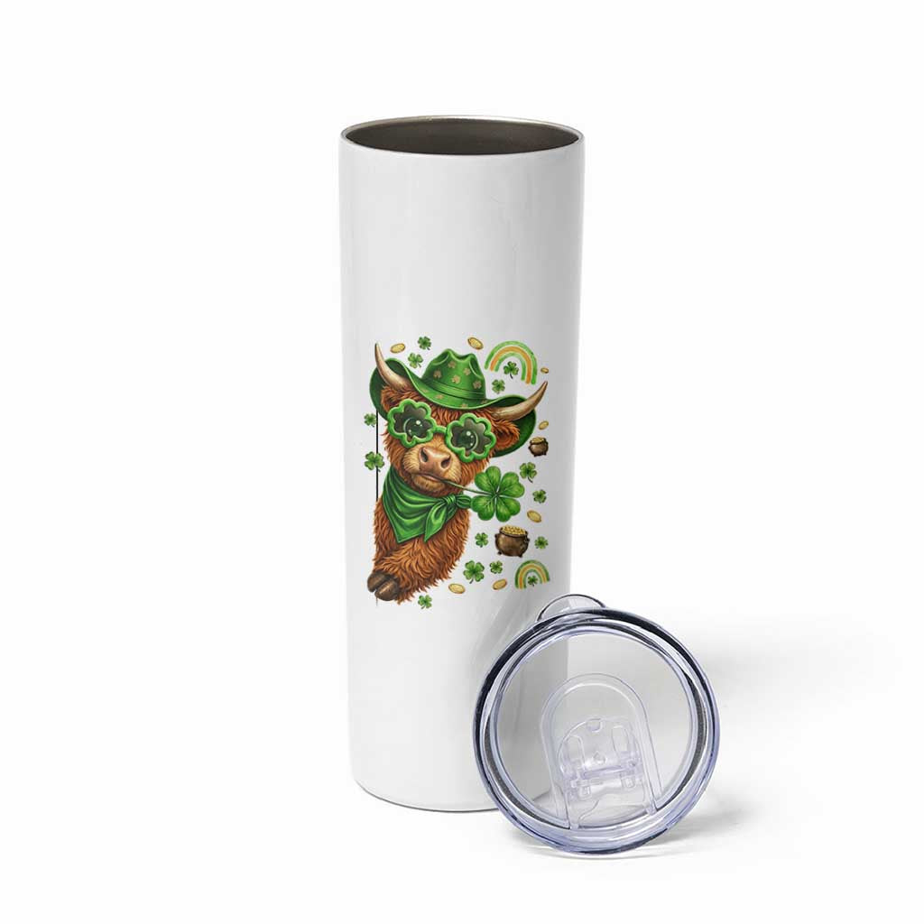 Funny Irish Highland Cow Skinny Tumbler St Patricks Day Gift