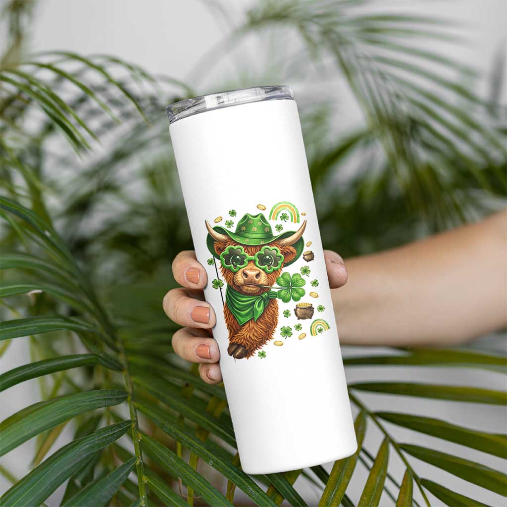 Funny Irish Highland Cow Skinny Tumbler St Patricks Day Gift