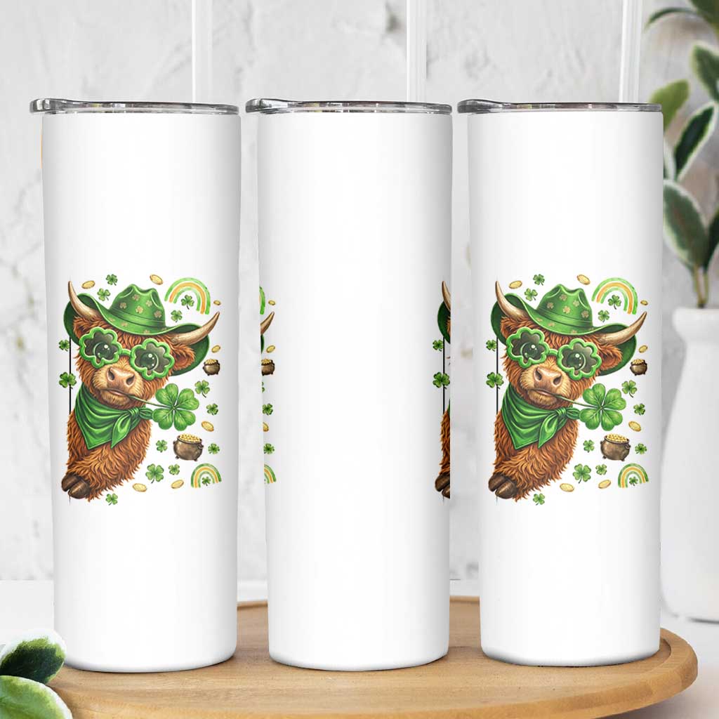 Funny Irish Highland Cow Skinny Tumbler St Patricks Day Gift