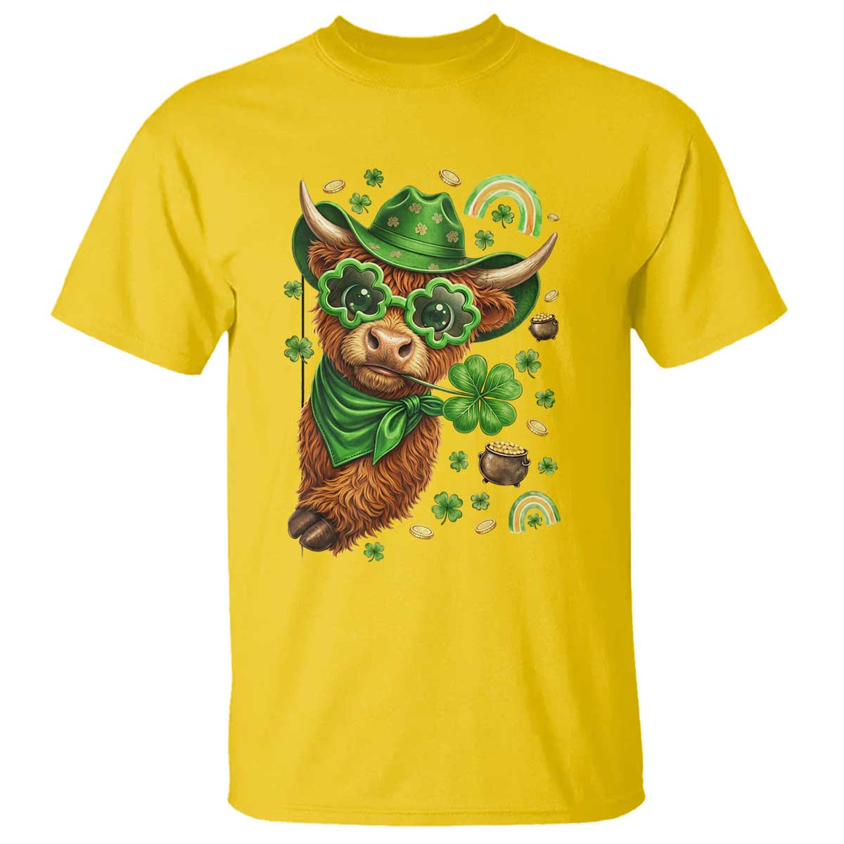 Funny Irish Highland Cow T Shirt St Patricks Day Gift