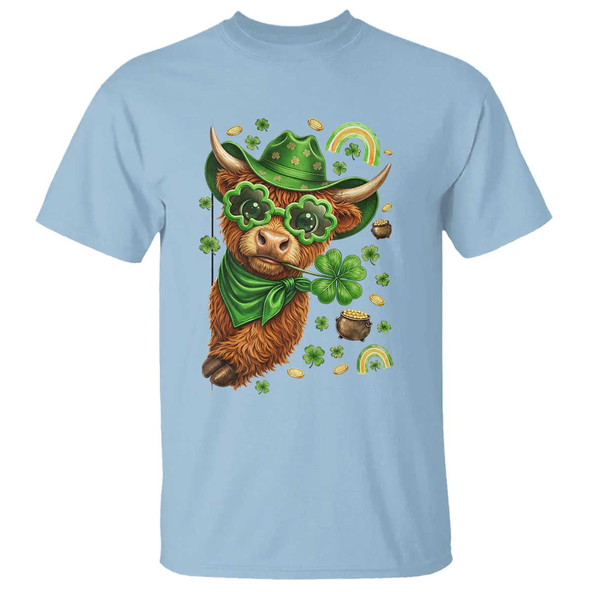 Funny Irish Highland Cow T Shirt St Patricks Day Gift