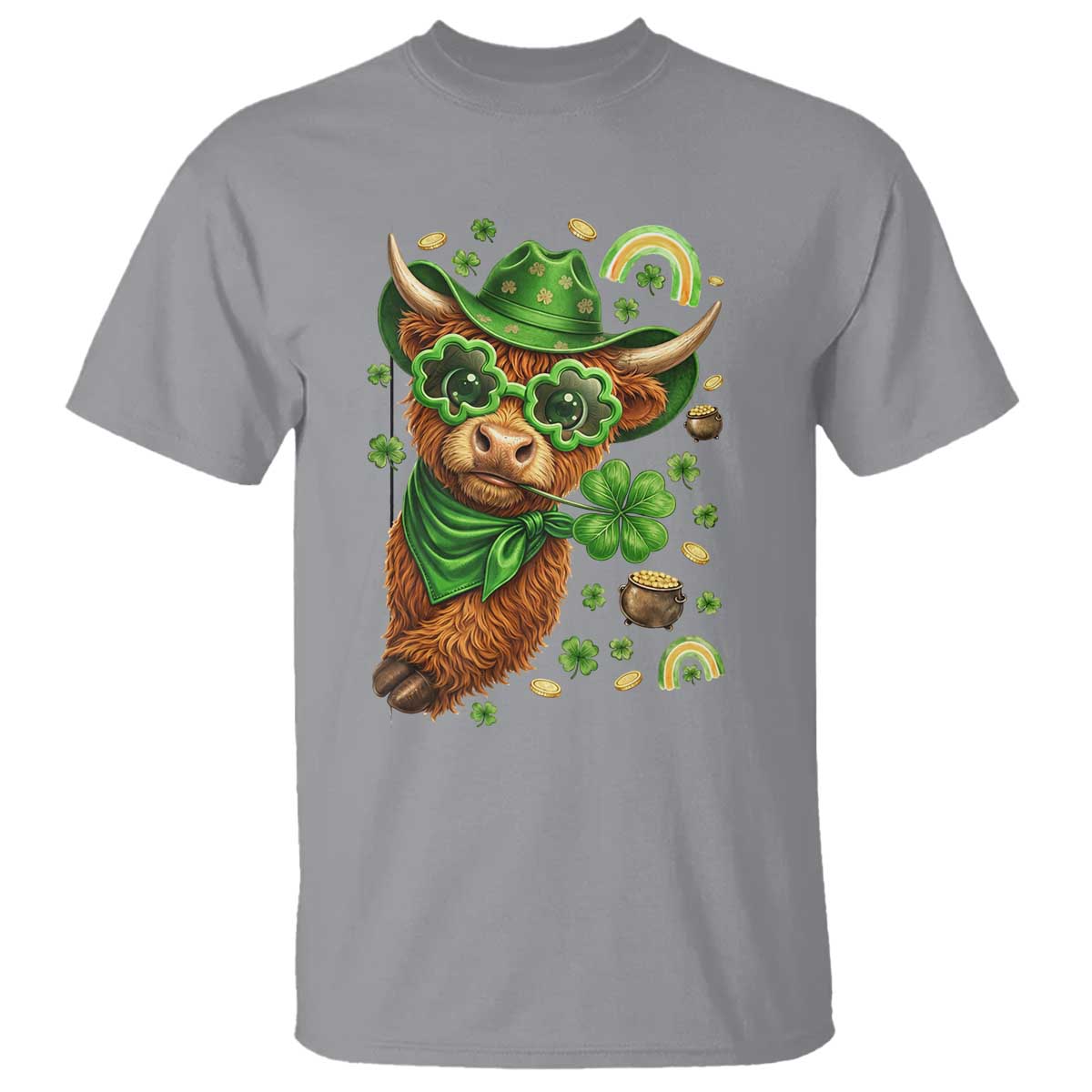 Funny Irish Highland Cow T Shirt St Patricks Day Gift