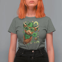 Funny Irish Highland Cow T Shirt For Women St Patricks Day Gift