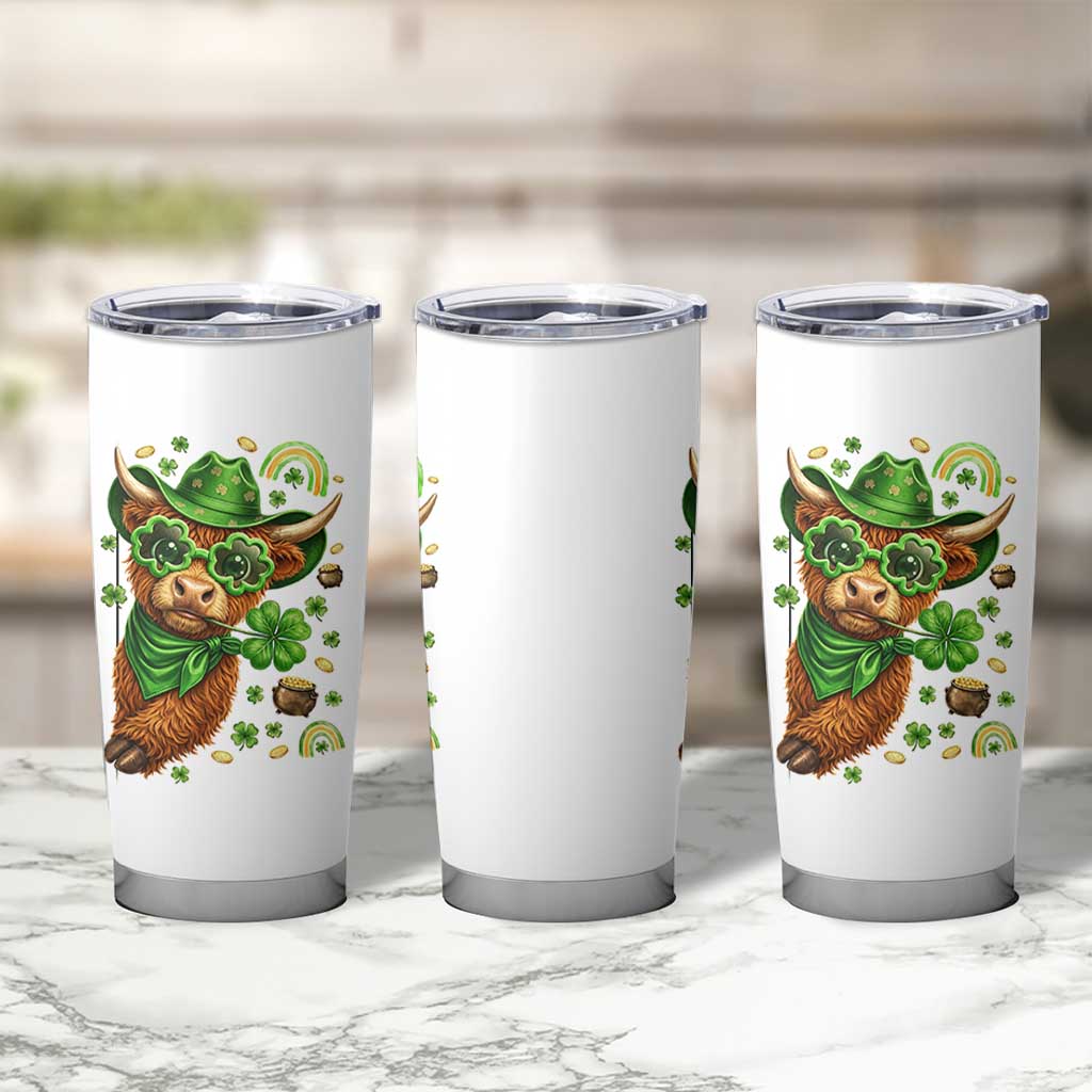 Funny Irish Highland Cow Tumbler Cup St Patricks Day Gift