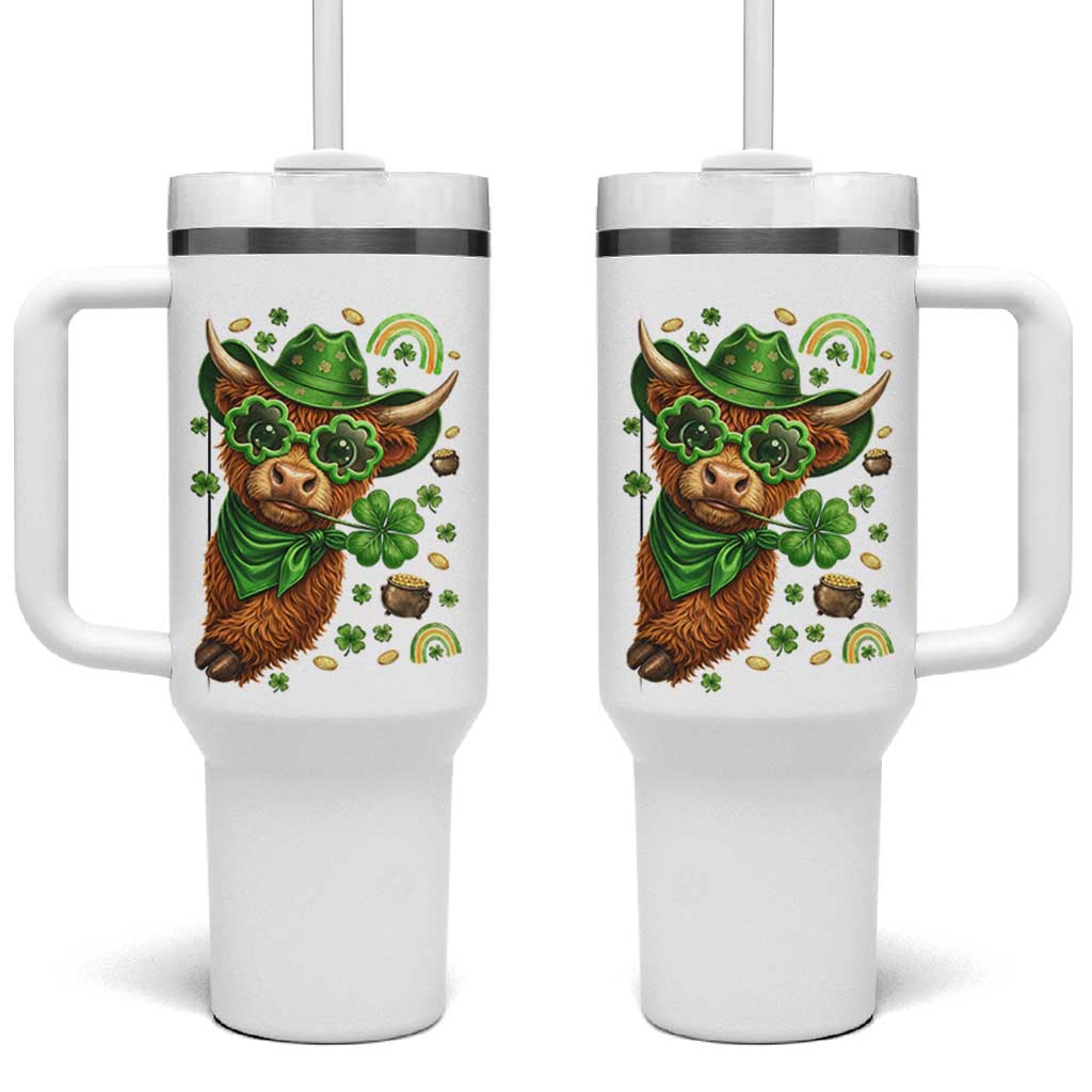 Funny Irish Highland Cow Tumbler With Handle St Patricks Day Gift