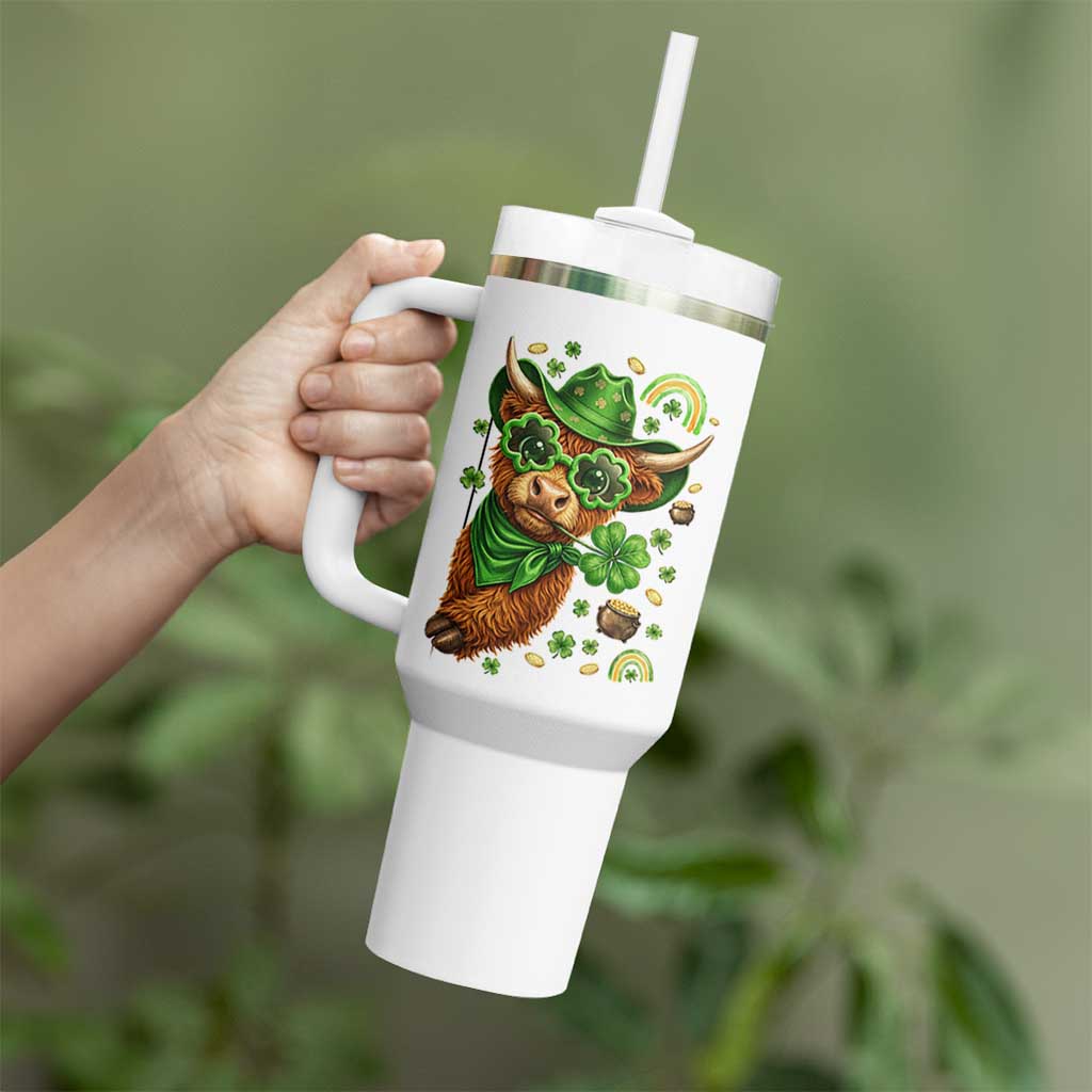 Funny Irish Highland Cow Tumbler With Handle St Patricks Day Gift