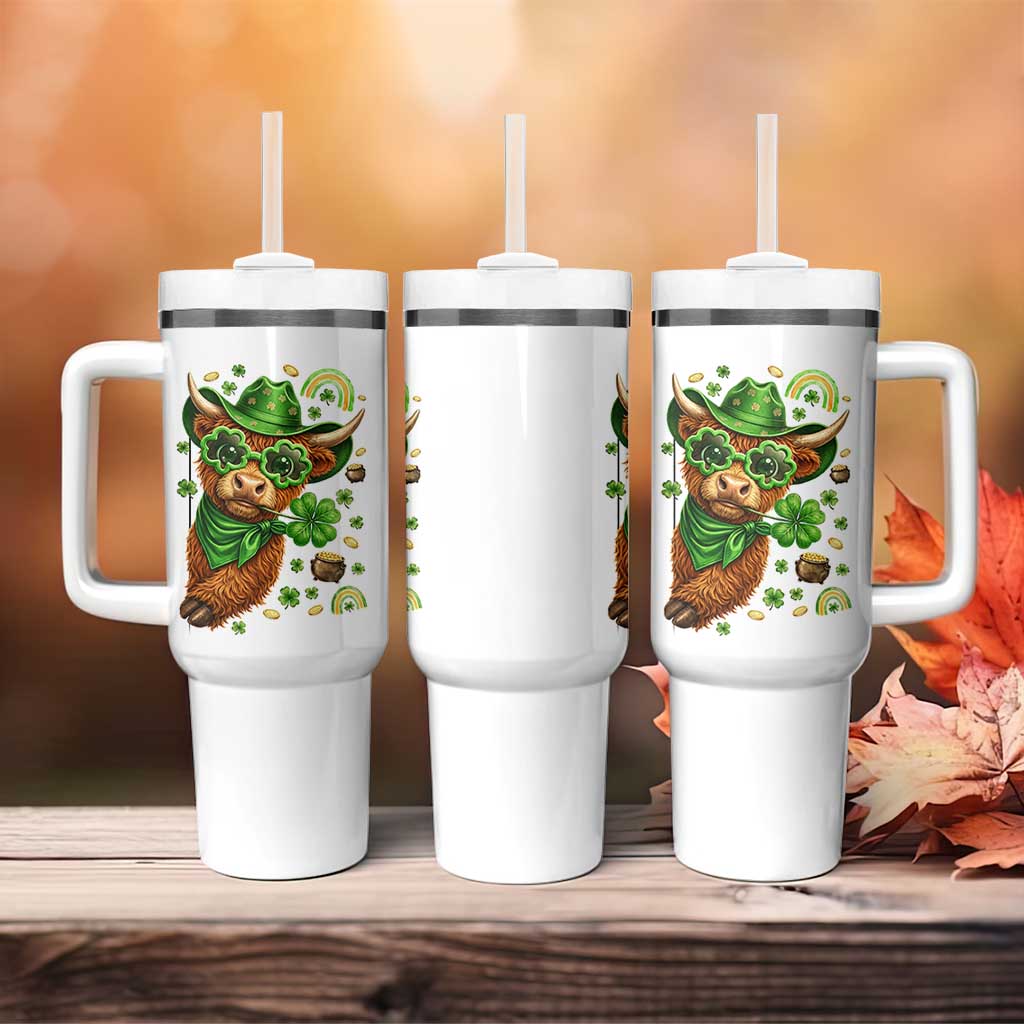 Funny Irish Highland Cow Tumbler With Handle St Patricks Day Gift