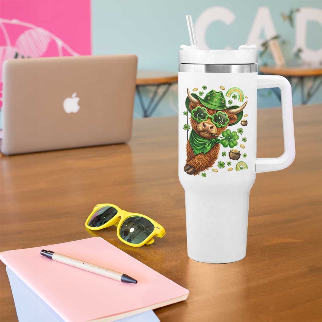 Funny Irish Highland Cow Tumbler With Handle St Patricks Day Gift