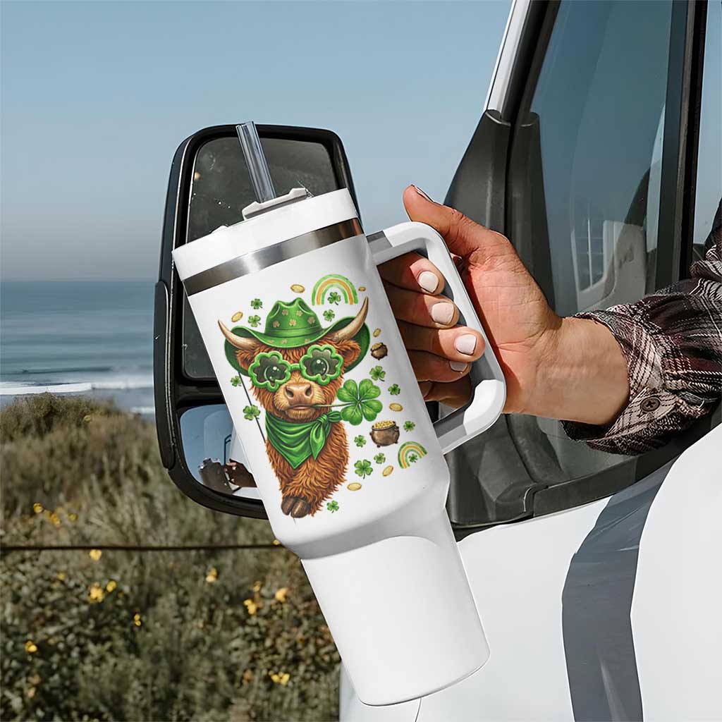 Funny Irish Highland Cow Tumbler With Handle St Patricks Day Gift