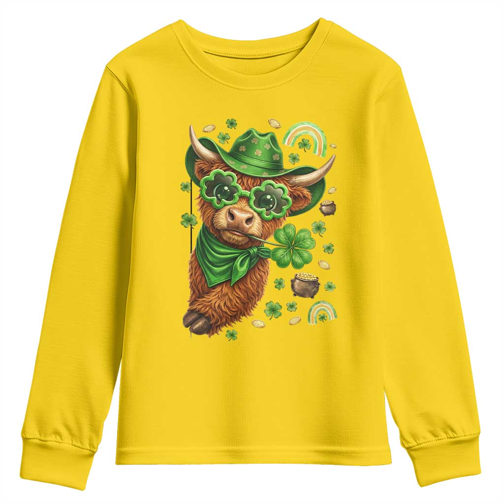 Funny Irish Highland Cow Youth Sweatshirt St Patricks Day Gift