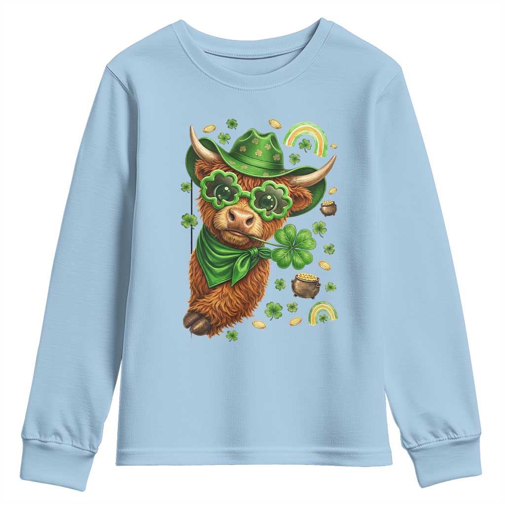Funny Irish Highland Cow Youth Sweatshirt St Patricks Day Gift