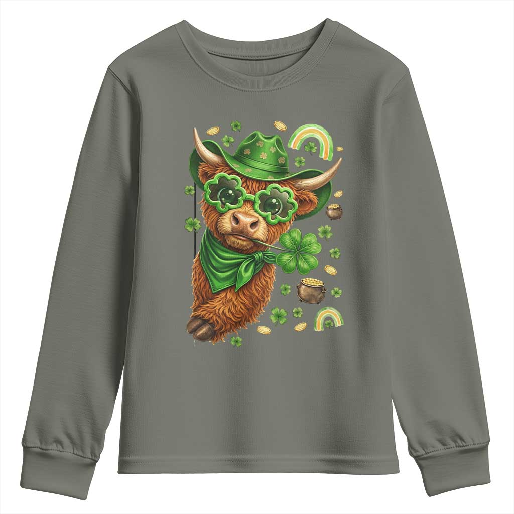 Funny Irish Highland Cow Youth Sweatshirt St Patricks Day Gift