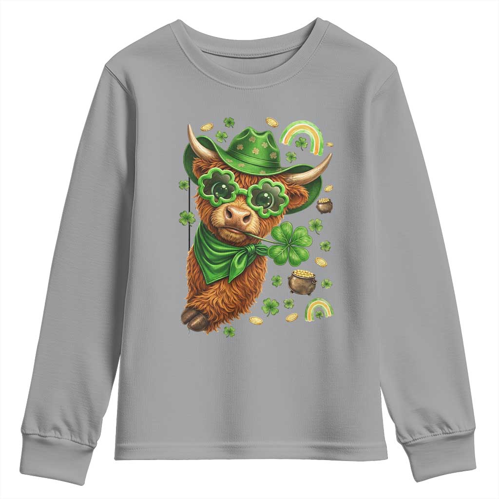 Funny Irish Highland Cow Youth Sweatshirt St Patricks Day Gift