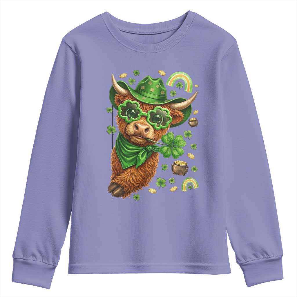 Funny Irish Highland Cow Youth Sweatshirt St Patricks Day Gift