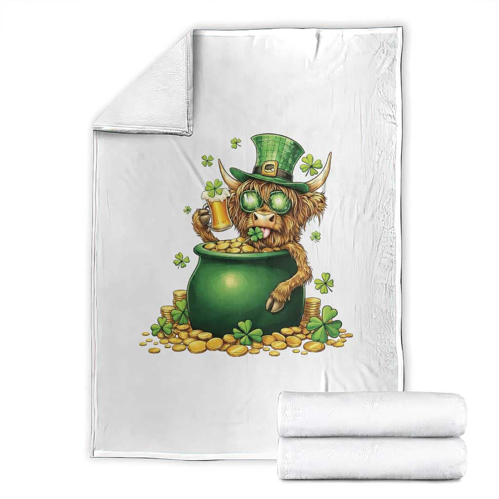 Funny Highland Cow St Patricks Day Throw Blanket Farm Lover Gift