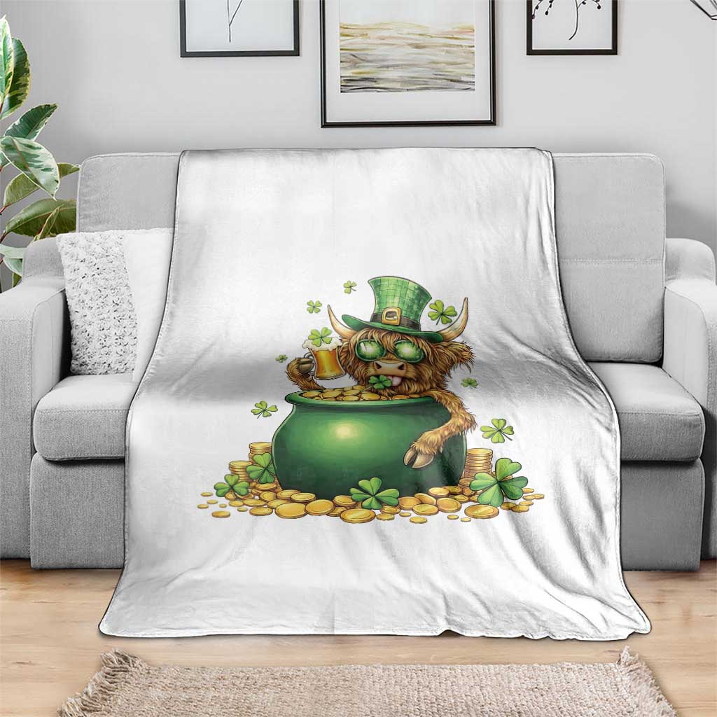 Funny Highland Cow St Patricks Day Throw Blanket Farm Lover Gift