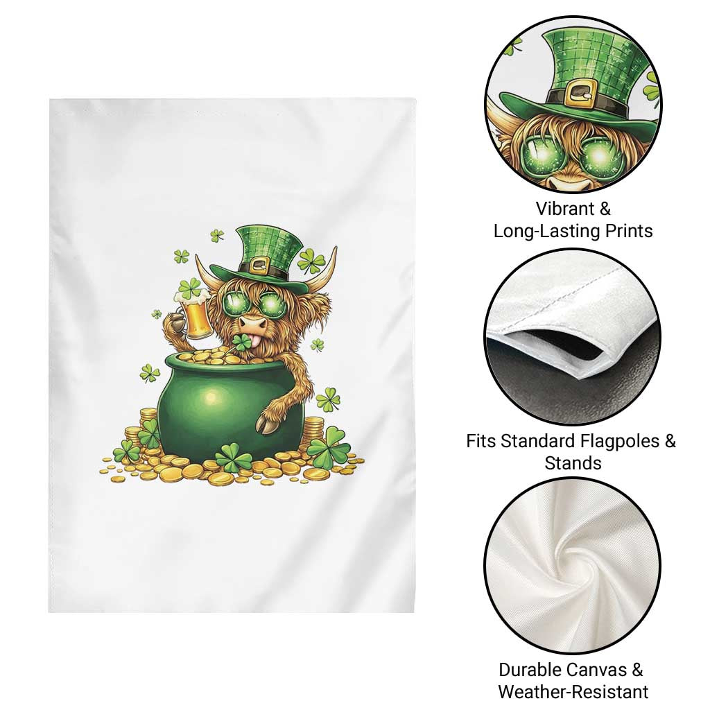 Funny Highland Cow St Patricks Day Garden Flag Farm Lover Gift